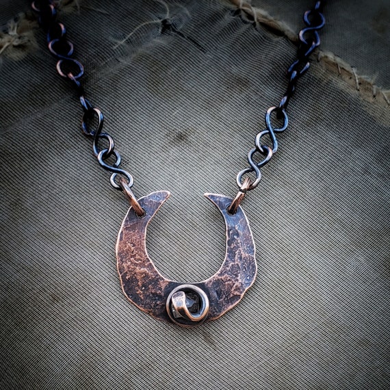 Herkimer Diamond Moon Necklace in Copper