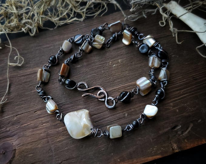 Beaded Shell & Glass Bead Necklace