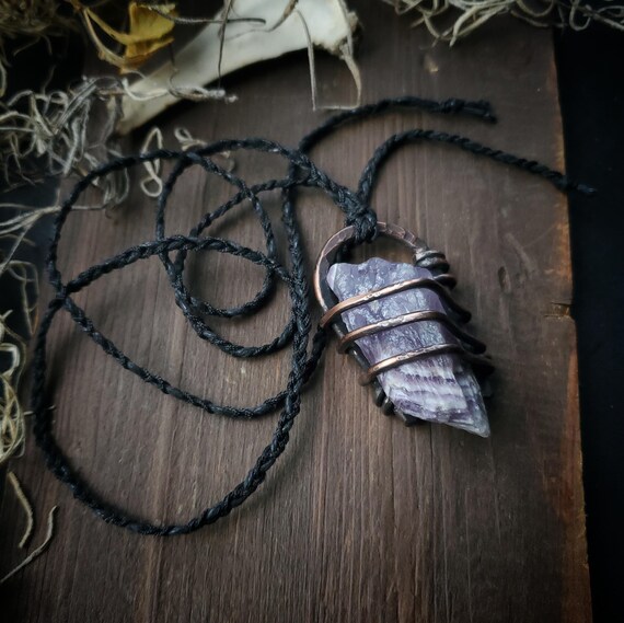 Chevron Amethyst Statement Necklace