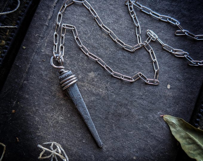 Minimalist Wire Wrap Witch Nail Necklace