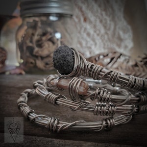 Set of 4 Water & Fire Bangles *lava stone jewelry *witchcraft *pagan jewelry * dark jewelry *gothic bracelets