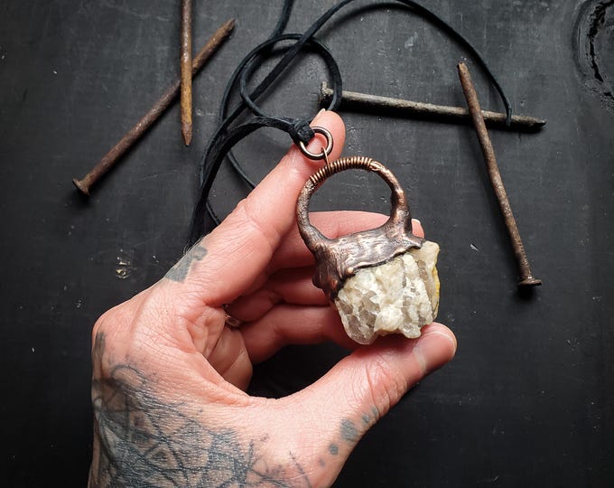 Smokey Quartz Specimen Electroformed Necklace