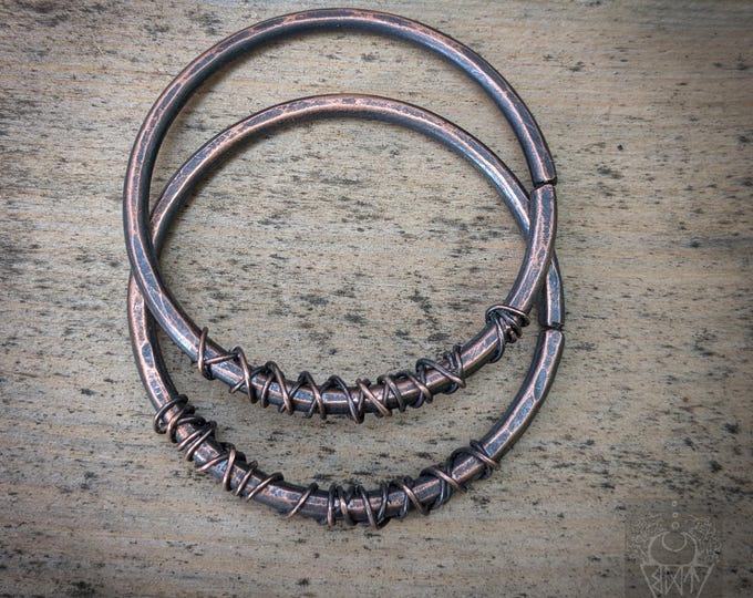 Minimalist Wrap Copper Ear Weight Hoops- 8g