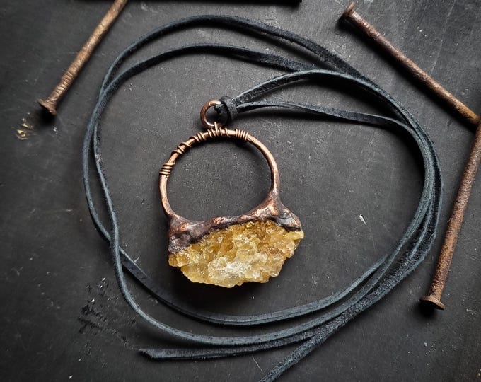 Yellow Quartz Electroformed Necklace