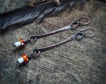 Mushroom Earrings *gemstone earrings *ooak earrings *copper jewelry *glass earrings *witch aesthetics *nu goth *pagan goth *cottagecore