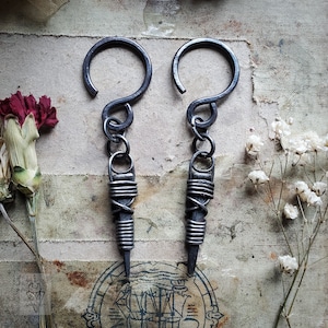 Witch Nail 10g Ear Weights dark aesthetics pagan jewelry witchcraft hoops for tunnels small gauge hoop earrings dark academia goth image 5