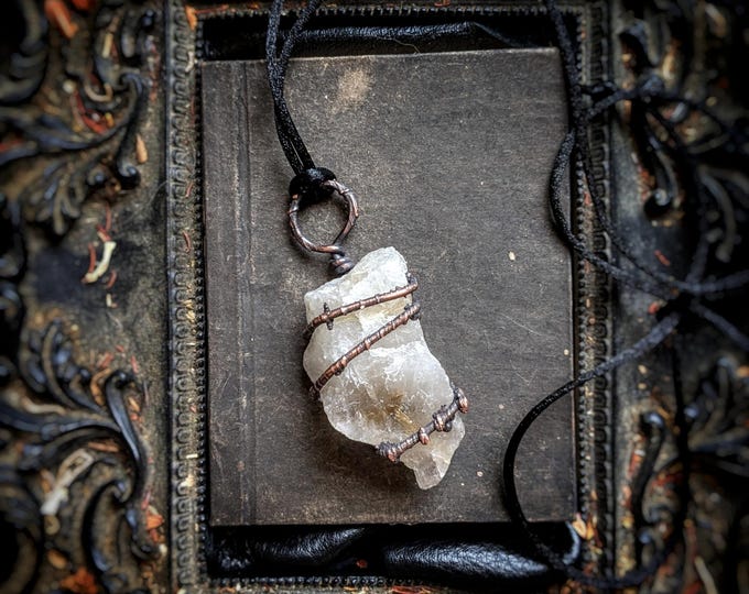 Electroformed Rutilated Quartz Statement Necklace