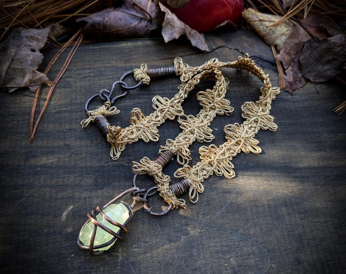 Green Calcite & Lace Statement Necklace