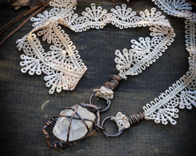 Quartz Point & Lace Statement Necklace