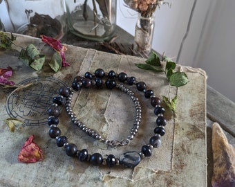 Stone Beaded Strand Necklace / witch jewelry / dark cottagecore / witch aesthetic