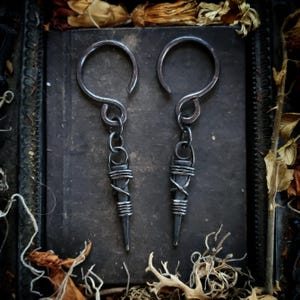 Witch Nail 10g Ear Hangers *ear weights *pagan jewelry *witchcraft *hoops for tunnels *small gauge hoop earrings *dark academia *goth