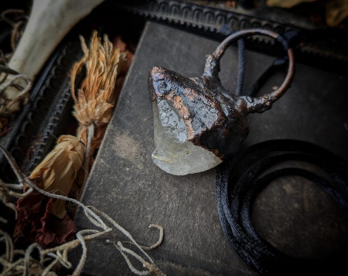 Electroformed Rutilated Quartz Pendant