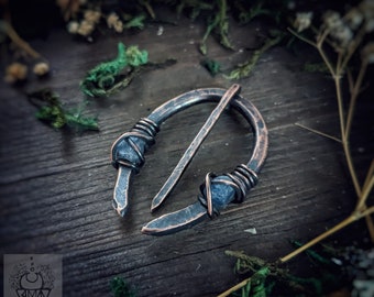 Blue Sapphire & Copper Cloak Pin *scarf pin *goth *gothic *shawl pin *dark aesthetics *witch aesthetics *September birthstone