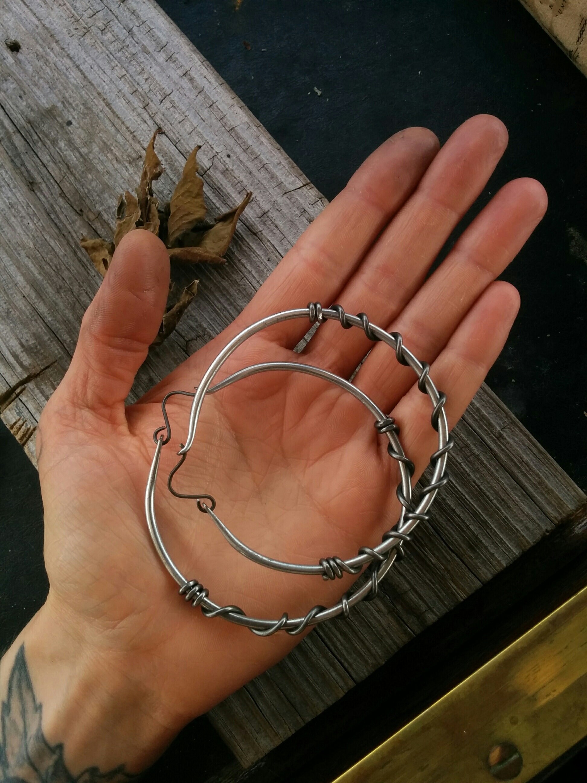 Black Metal Wire Wrap Hoop Earrings