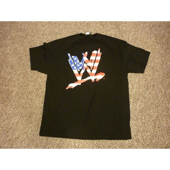2002 WWE Scratch Logo T Shirt Flag USA Xlarge - Etsy