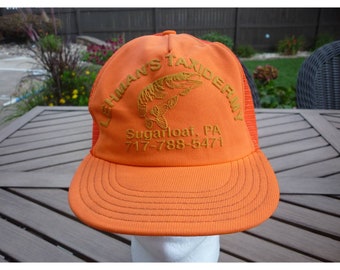 VTG Lehman's Taxidermy Walleye Orange Hat Cap Snapback Trucker Hat Full Foam Fishing