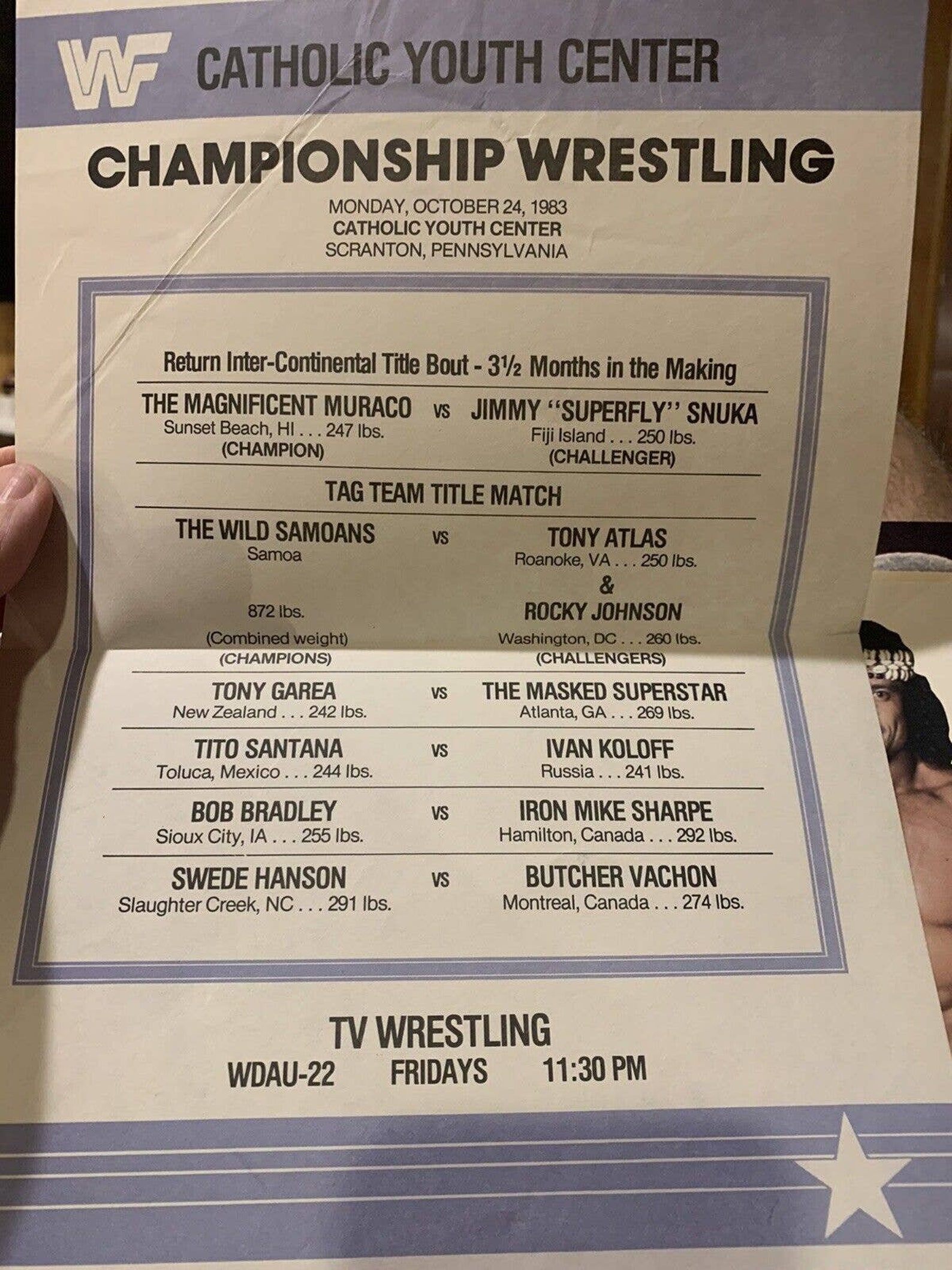 WWF Championship Wrestling Match Card 1993 Scranton PA Etsy