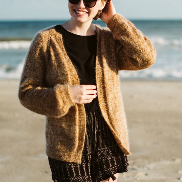KNITTING PATTERN // Appenzell Mohair Cardigan // Womens Oversized A-Line Sweater // Top Down Seamless Raglan // Cropped, Long Sleeve Lengths