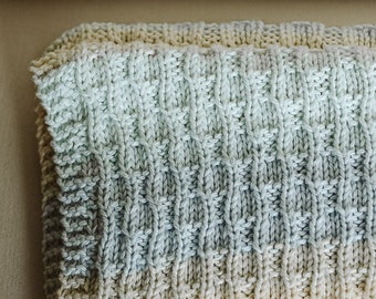 Beginner Wavy Rib Baby Blanket Knitting Pattern Simple Easy