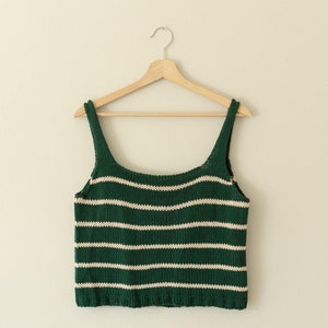 KNITTING PATTERN - Emerald Tank Top || Easy Striped Womens Top || Beginner Friendly Summer Knit | Modern Sleeveless Crop PDF || In the Round