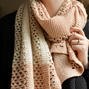 KNITTING PATTERNS // Dappled Light // Easy Lace Colorblock Shawl // Beginner Photo & Video Tutorials / Fingering Yarn Rectangular Wrap / PDF