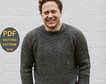 Obersee Sweater Knitting Pattern | Mens Knitted Sweater Pattern | Textured Sweater Knitting Pattern | Seamless Raglan Sweater Pattern