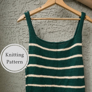 KNITTING PATTERN Emerald Knitted Tank Top Pattern Knitted Top Summer Knit Top Easy Knitting Pattern Striped Knitted Tank Top image 1