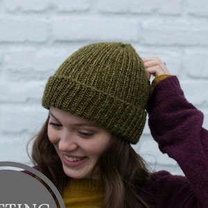 KNITTING PATTERN // Thorsmork Beanie // Womens Beginner Hat Knitting Pattern // Easiest 1x1 Rib Handmade Mens Hat // Unisex // Worsted Aran