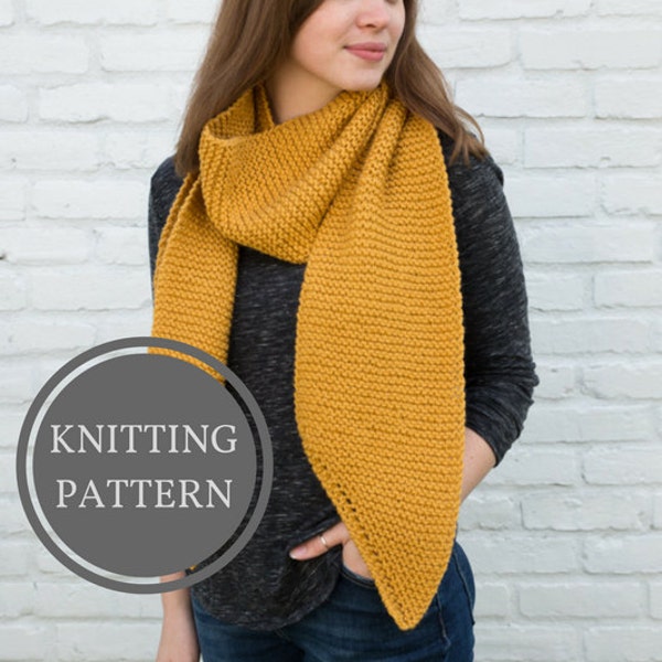 Easy Beginner Garter Scarf Knitting Pattern // Louise // Simple Open Ended Scarf Project // Step by Step Photo Tutorial // Worsted Aran Yarn