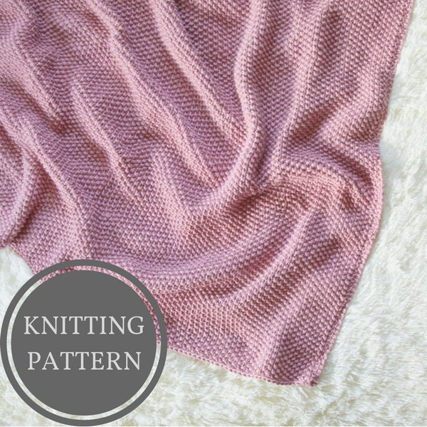 Seed Stitch Baby Blanket Knitting Pattern // Beginner Baby Blanket // Quick & Easy Textured Knit // Unisex Handmade Baby Shower Gift // PDF