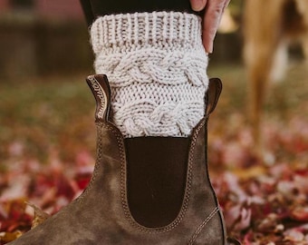 Cable Boot Cuffs | Free Video Tutorial | Advanced Beginner | Knit Cables | Customizable Sizing | Worsted Medium Yarn | Written & Charted PDF