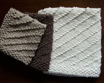 Beginner Friendly Washcloth Knitting Pattern // Easy Knit Kitchen Dishcloth // Reusable Eco Friendly Napkins // Sustainable Cotton Knitting