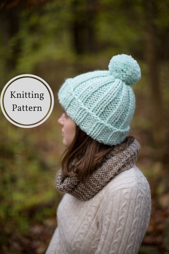 Aurora Chunky Beanie Knitting Pattern Beginner Hat Knitting Pattern Chunky Knit Hat Pattern Easy Beginner Friendly Knit Hat Pattern