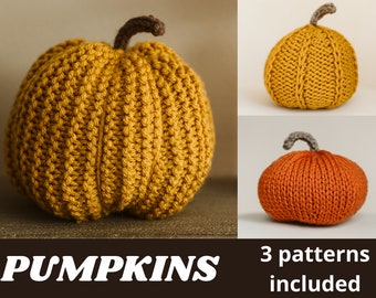 KNITTING PATTERN // Easy & Simple Textured Pumpkin Hand Knitted Decor // DIY Fall Halloween Decorations // Quick Easy Fall Knitted Pumpkins