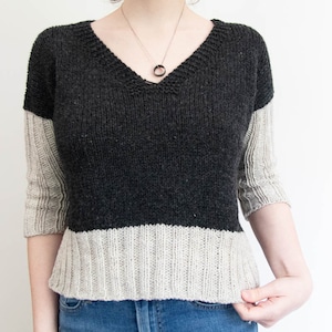 Modern Crop V-Neck Sweater Knitting Pattern // Murren // Womens Drop Shoulder Sweater Pattern // Boxy Fit // Size Inclusive // PDF Download bild 5