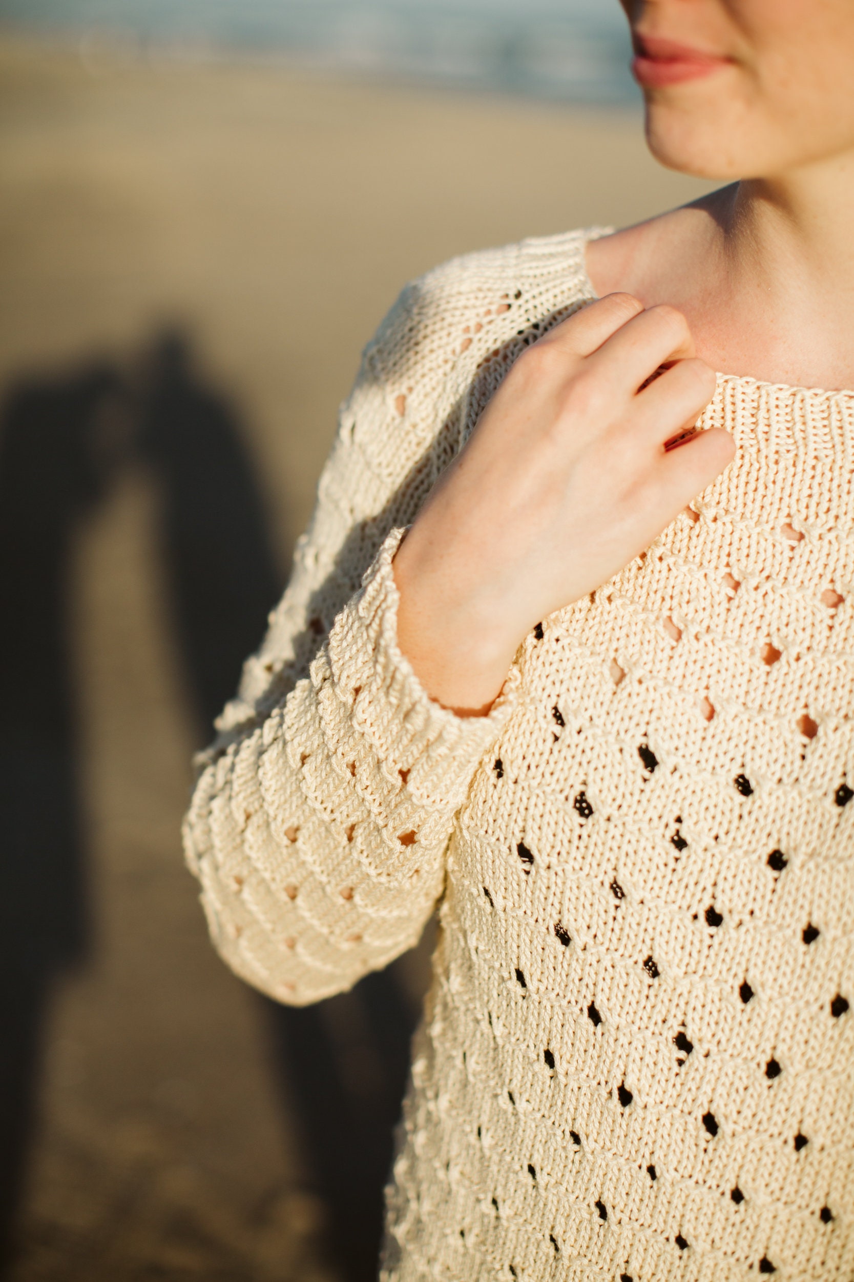 トップス Andequal sheer pattern knit Lace Raglan Sweater Knitting Pattern // Womens Eyelet Summer