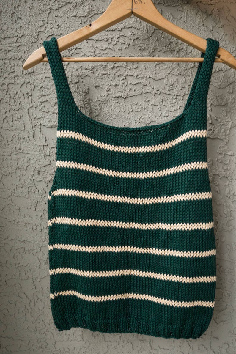 KNITTING PATTERN Emerald Knitted Tank Top Pattern Knitted Top Summer Knit Top Easy Knitting Pattern Striped Knitted Tank Top image 4