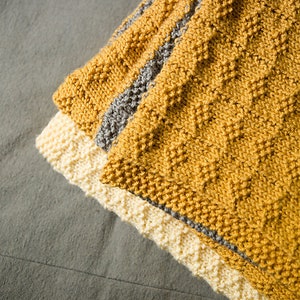 Seed Stitch Diamonds Blanket Knitting Pattern | Easy Textured Throw Blanket | Color Block Baby Blanket | Beginner Friendly | Charts Included
