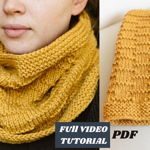 KNITTING PATTERN // Dash Cowl // Easy Infinity Scarf for Beginners // Super Easy Circular Scarf in the Round // 1 Skein Project // Worsted