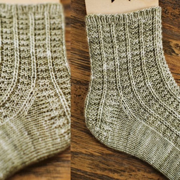 Easy Sock Knitting Pattern with Slip Stitch Detail // Sea Oats // Simple, Cheap Hand Knit Socks // Women & Men Ankle Boot Socks // Cozy Warm