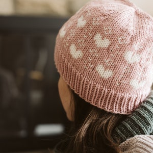 KNITTING PATTERN // Valentine Hat // Womens Beginner Colorwork Hat // Simple & Easy Fair Isle Heart Beanie // Stranded Knit Colorwork // PDF image 4