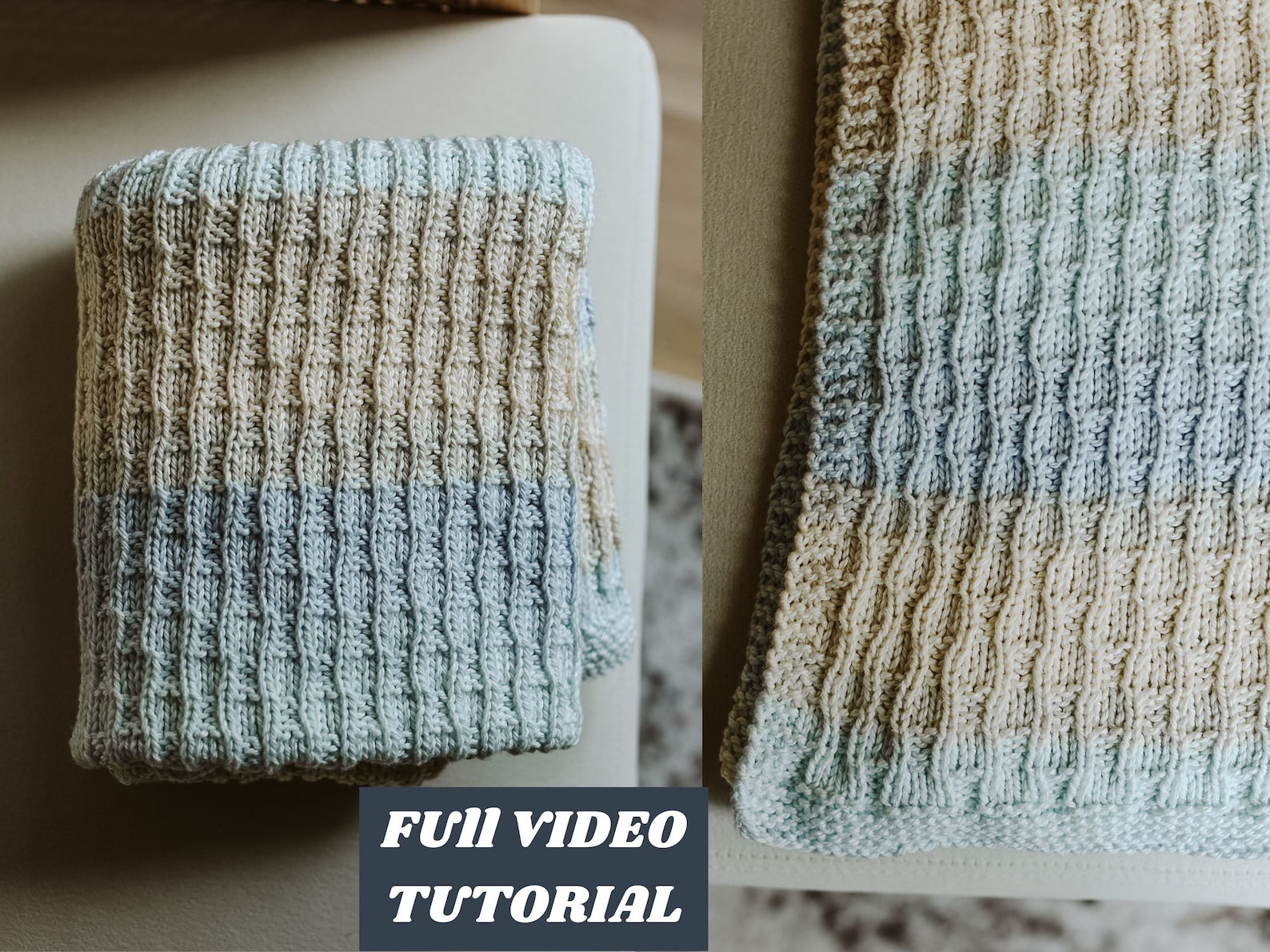 Beginner Wavy Rib Baby Blanket Knitting Pattern / Simple & Easy Knit ...
