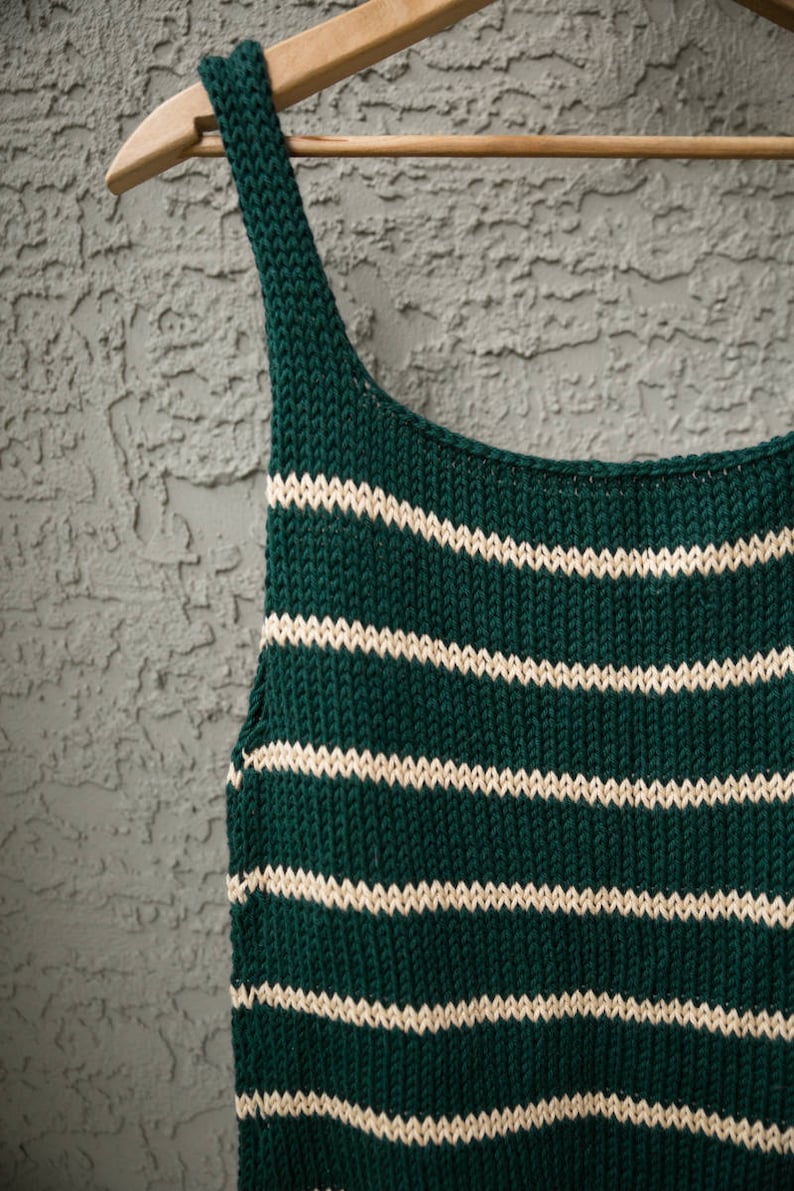 KNITTING PATTERN Emerald Knitted Tank Top Pattern Knitted Top Summer Knit Top Easy Knitting Pattern Striped Knitted Tank Top image 2