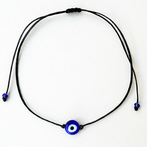 Mens Evil Eye Black String Bracelet Evil Eye Bracelet Etsy
