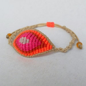 Ombre böses Auge, Neon Makramee Armband Strand,Surfer Girl Orange,Beige,Geschenk Freundin,verstellbar,Teufelschutz,Viel Glück,Boho Stack