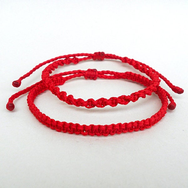 Red macrame bracelet Kabbalah Lucky Red string of fate bracelet Adjustable Unisex Braided Thin Wish Good luck Minimal Couples Spiritual gift