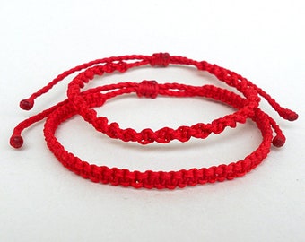 Red macrame bracelet Kabbalah Lucky Red string of fate bracelet Adjustable Unisex Braided Thin Wish Good luck Minimal Couples Spiritual gift