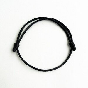 Black satin bracelet, Shiny Rattail cord, Mens bracelet, Boyfriend gift, Adjustable sliding knots, Simplicity, Simple, Minimal jewelry