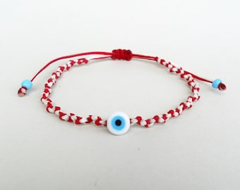Greek Martis Red White Bracelet, Evil Eye Protection March Bracelet Womens gift