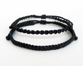 Black macrame bracelet ,Mens bangle, Friendship bracelet Waterproof Surf jewelry, Beach bracelet Adjustable Unisex Thin Casual Everyday wear